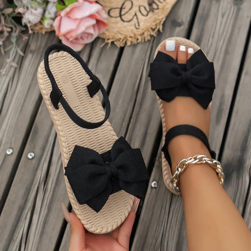 Women's Bow Tie Flat Sandals Black