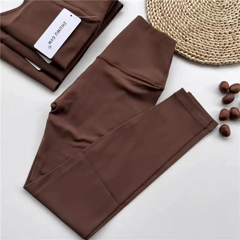 Women's High Waist Seamless Yoga Leggings for Fitness and Running