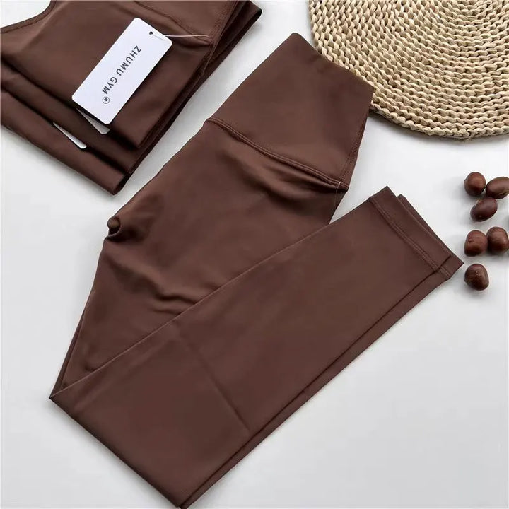 Women's High Waist Seamless Yoga Leggings for Fitness and Running
