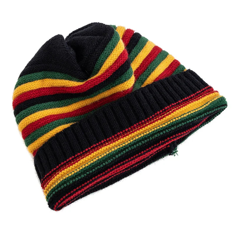 Striped Knitted Slouchy Winter Beanie for Women-MODAUTLET