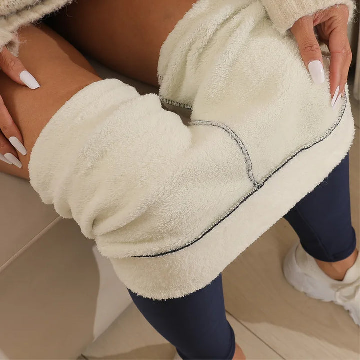 Women's High Waist Thermal Fleece Leggings for Winter Comfort No navy pattern