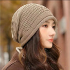 Unisex Autumn Winter Knitted Wool Roll-Brim Beanie