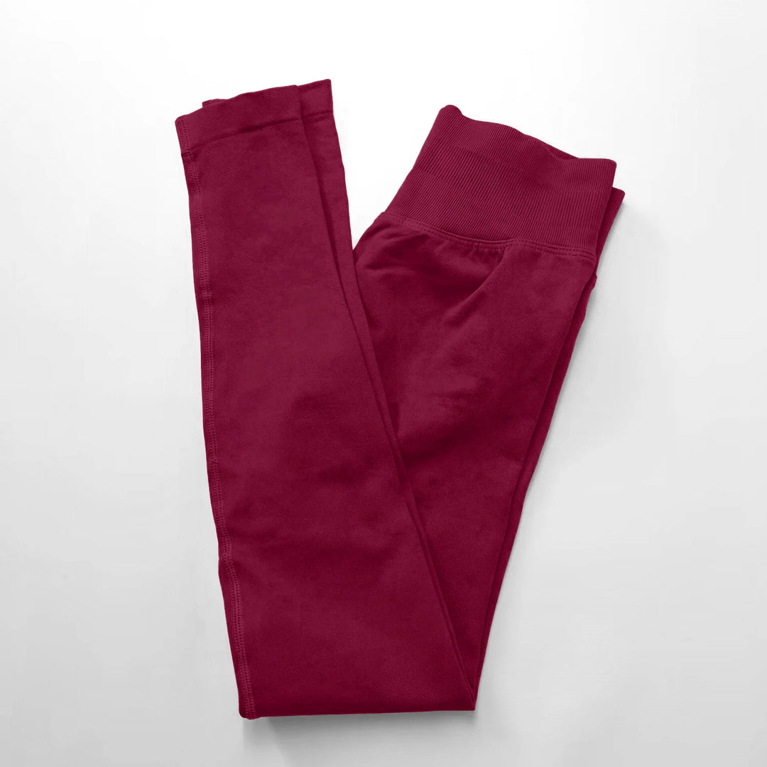 Women's Seamless Yoga Leggings with Low Rib Waistband for Fitness Winter Berry