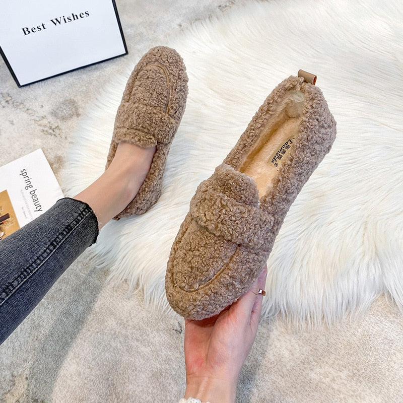 Women's Plush Fleece Cozy Slippers Khaki
