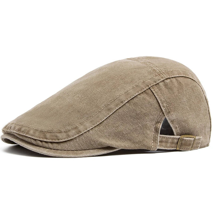 Unisex Vintage Cotton Beret with Adjustable Flat Visor-MODAUTLET