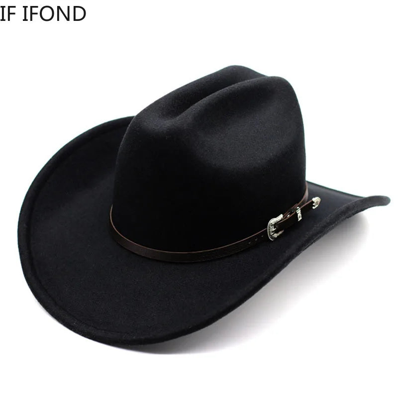 Vintage Western Cowboy Hat – Adjustable Leather Wide Brim-MODAUTLET