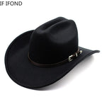 Vintage Western Cowboy Hat – Adjustable Leather Wide Brim