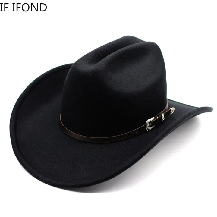 Vintage Western Cowboy Hat – Adjustable Leather Wide Brim-MODAUTLET