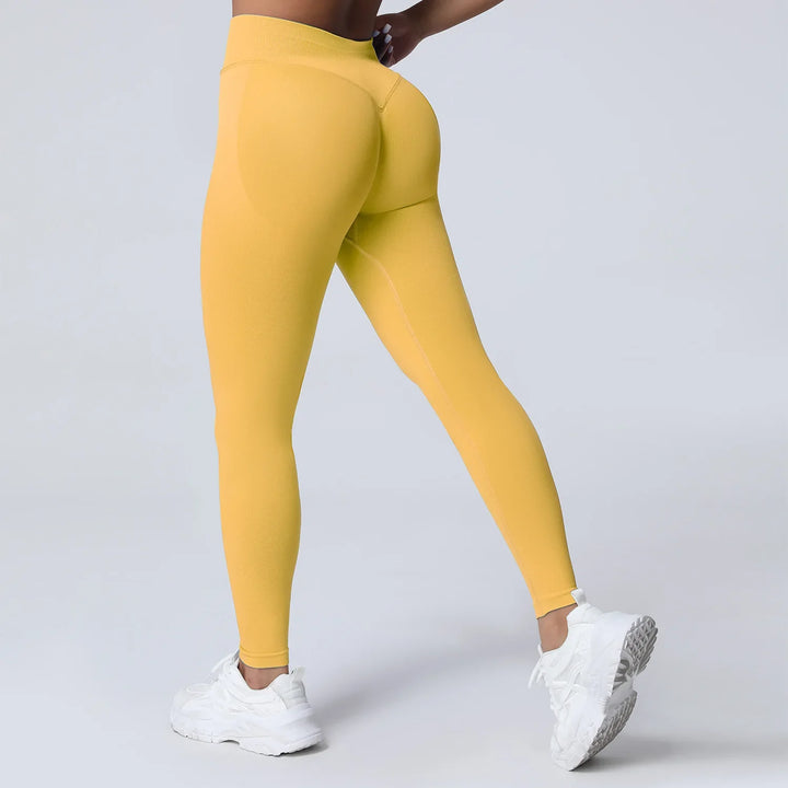 Women's Push-Up Low-Rise Seamless Yoga Leggings for Fitness Yellow