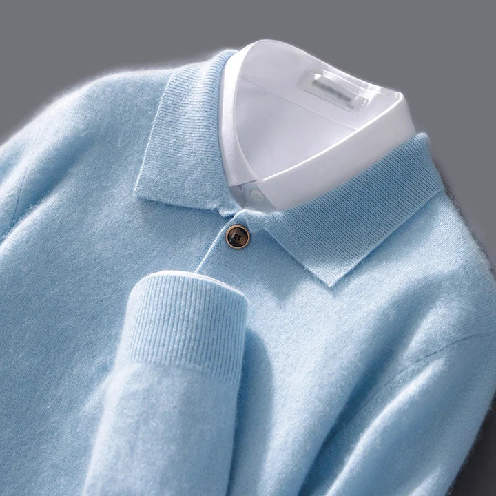Men's Cashmere Polo Shirt-MODAUTLET