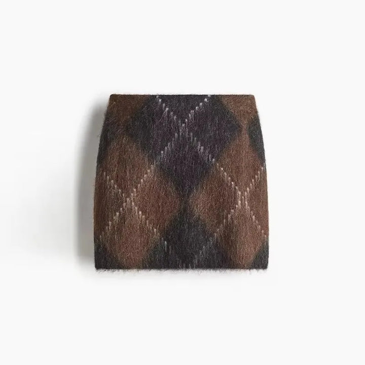 Women’s Argyle Knit Skirt Set-MODAUTLET