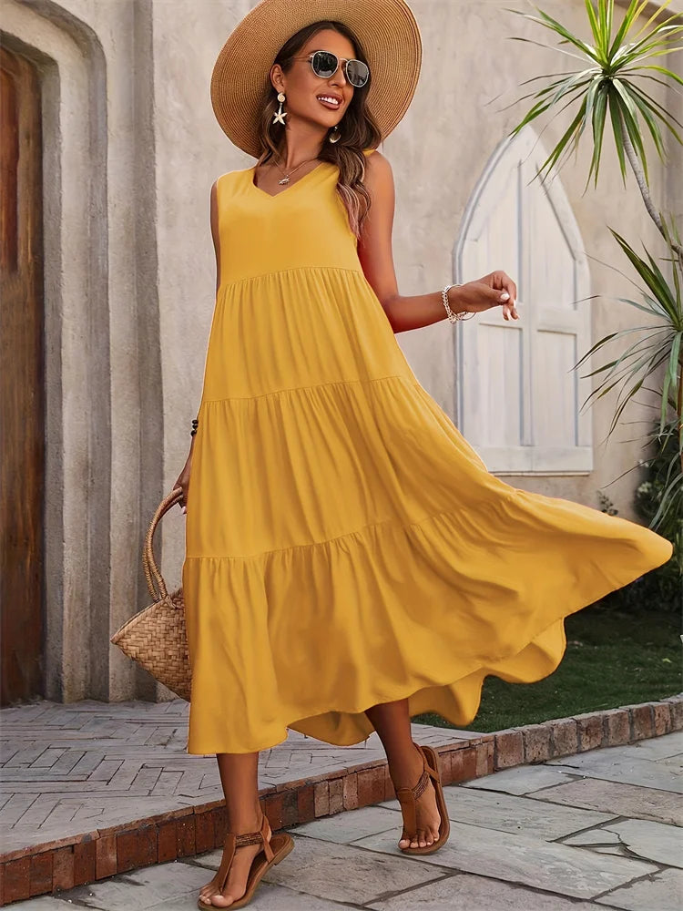 Vestido largo colorido para mujer