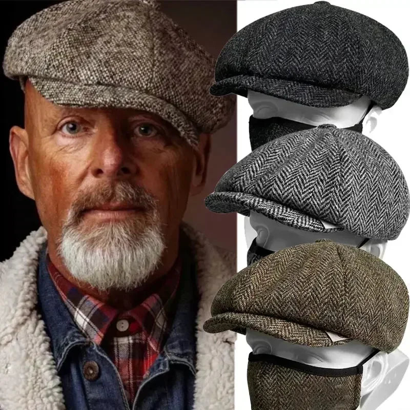 Heritage Style Vintage Tweed Flat Cap – Unisex Peaky Blinders Inspired