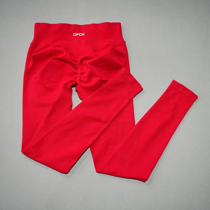 Women's High-Waisted Seamless Yoga Leggings for Tummy Control poinsettia
