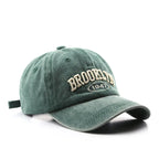 Adjustable Retro Brooklyn Embroidered Baseball Cap Dark Green