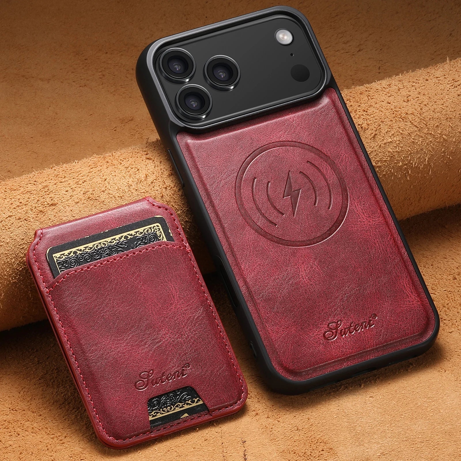 Premium Leather iPhone Case - Stylish Protection Red