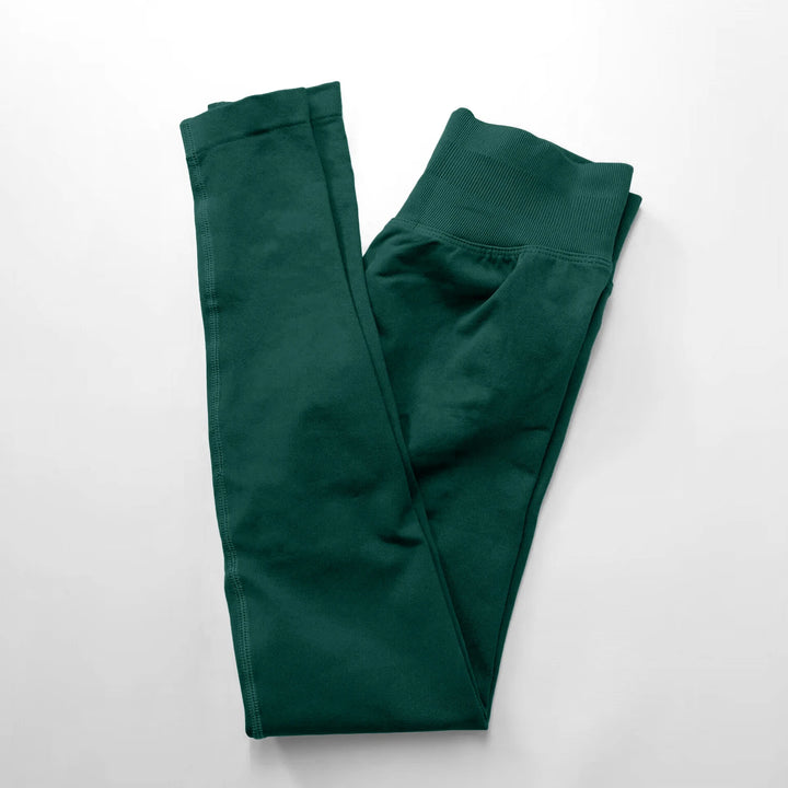 Women's Seamless Yoga Leggings with Low Rib Waistband for Fitness Pine Green