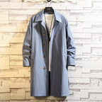 Men's Oversized Monochrome Long Windbreaker Jacket Grey