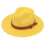 Breathable Straw Panama Sun Hat With Wide Brim Protection Yellow