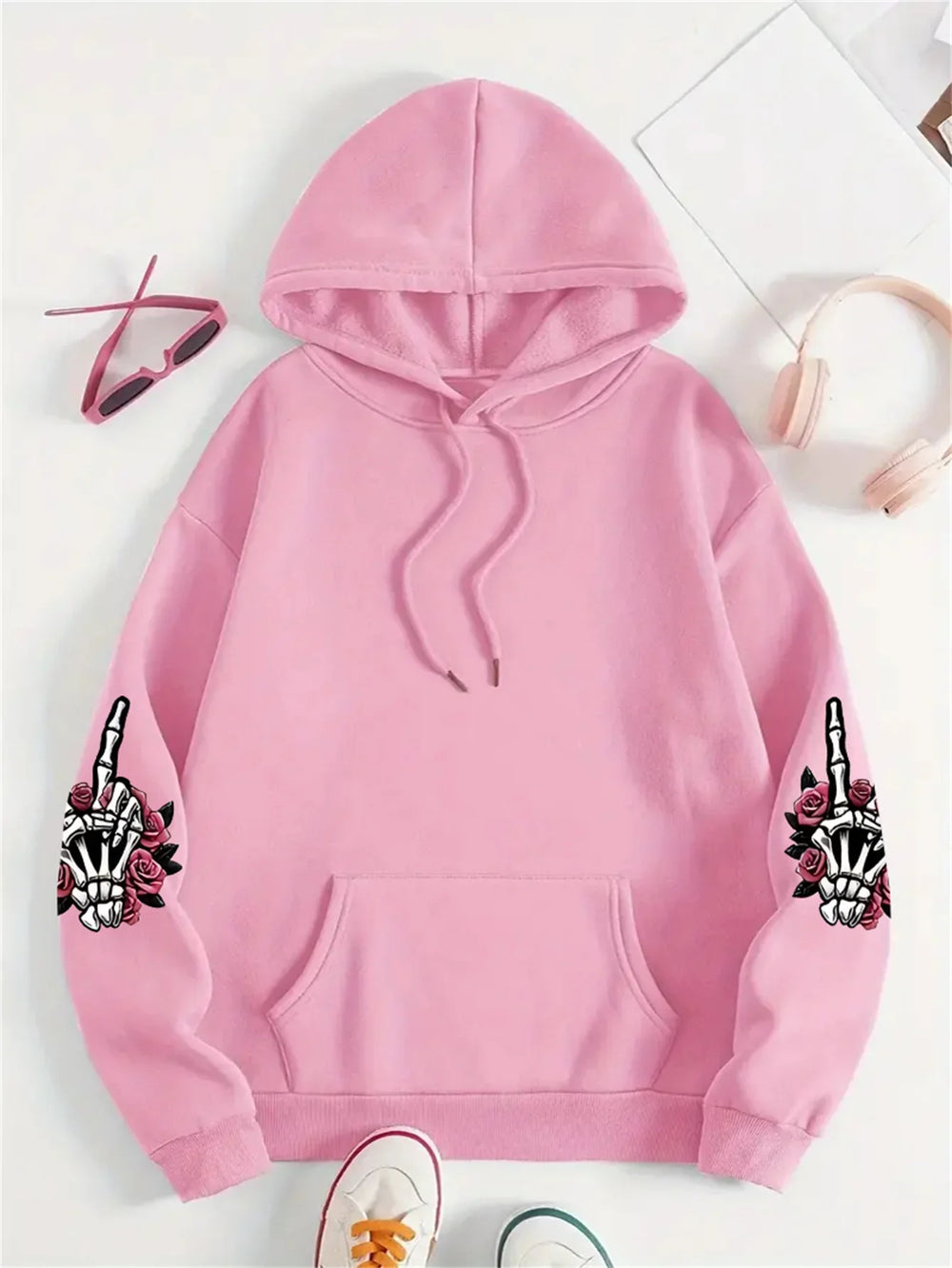 Women Oversized Hoodie Graphic Expensive Talks Back Print-MODAUTLET