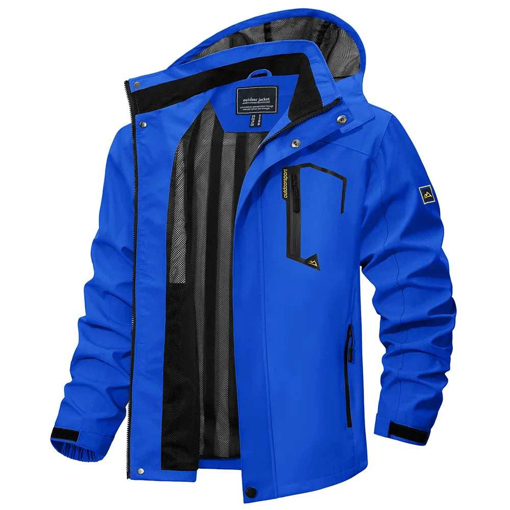Lightweight Waterproof Windbreaker Jacket for Men with Mesh Lining Bright Blue-1