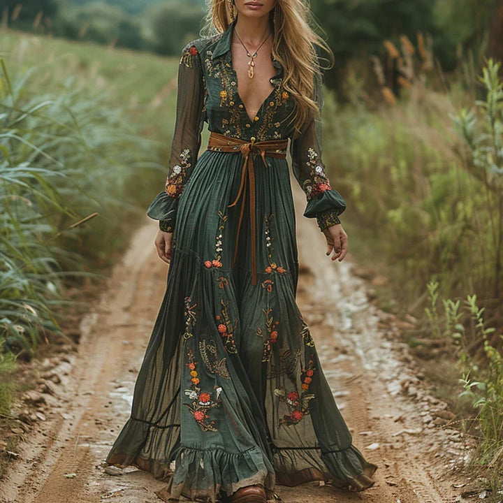 Women's Bohemian Floral Maxi Dress-MODAUTLET