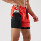 Men's 2-in-1 Quick-Dry Running Shorts with Phone Pocket Red