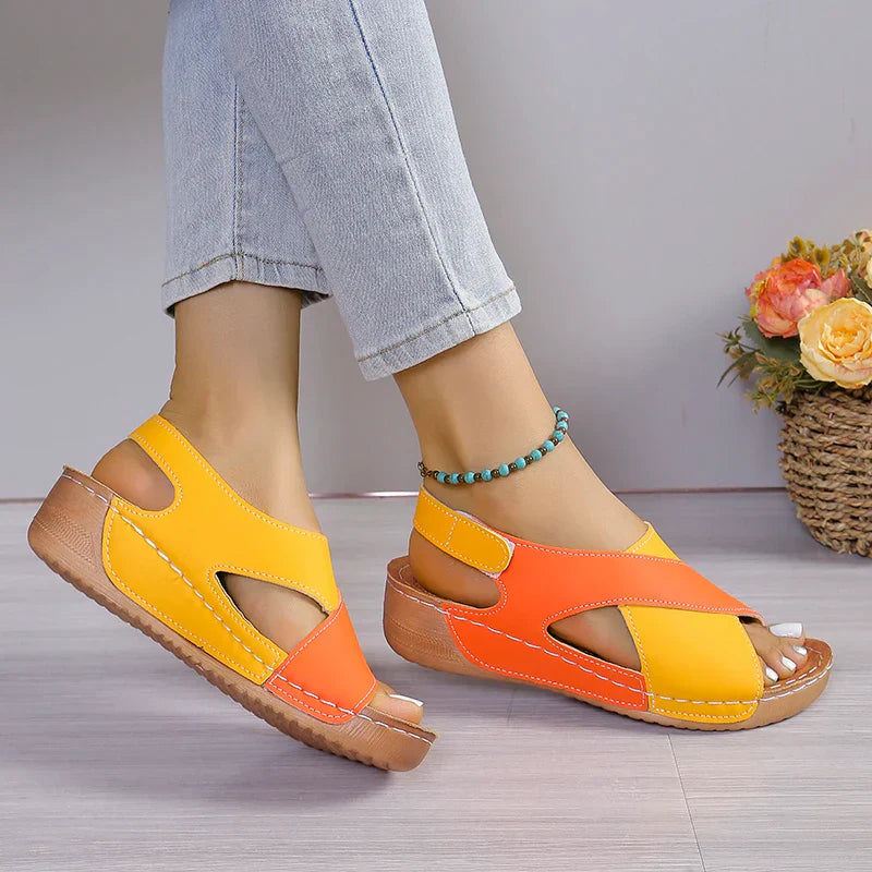 Women's Chic Orthopedic Jade Sandals Red and yellow