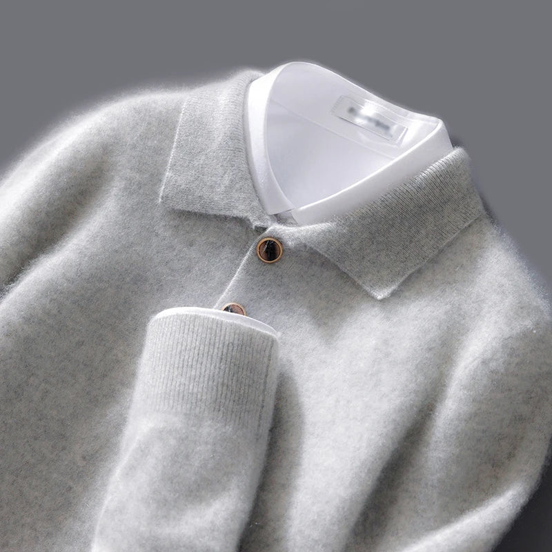 Men's Cashmere Polo Shirt-MODAUTLET