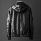Men's Hooded Leather Jacket for Nightfall Style