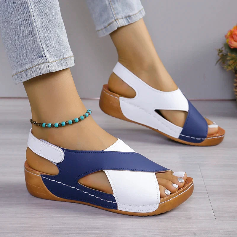 Women's Chic Orthopedic Jade Sandals Blue and White