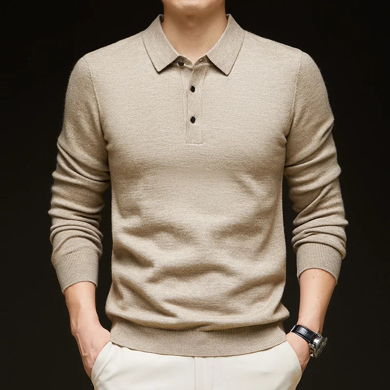 Men's Classic Polo Sweater - Stylish Knit Top for Casual Wear