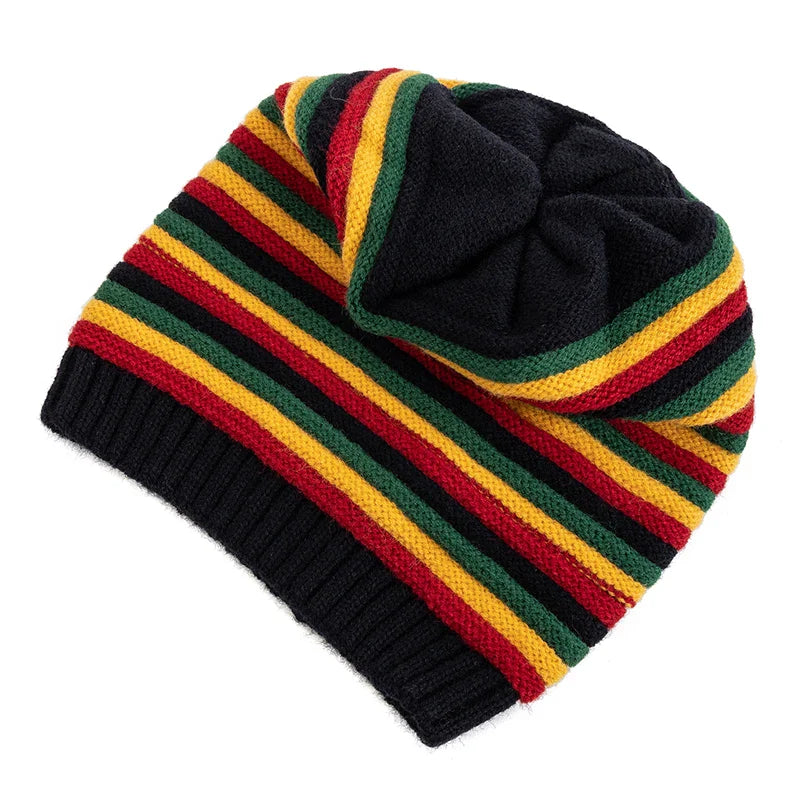 Striped Knitted Slouchy Winter Beanie for Women