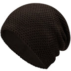 Extra Large Knit Winter Beanie for All Dark Brown 58-63cm Elastic