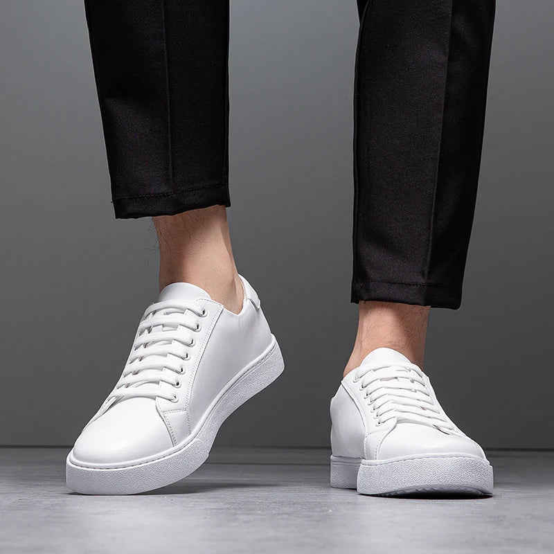Men's Comfortable Leather Sneakers White