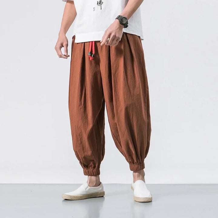 Men's Lightweight Tapered Cotton Linen Pants - Easy Fit Streetwear-MODAUTLET