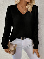 Women's Timeless V-Neck Long Sleeve Blouse Black