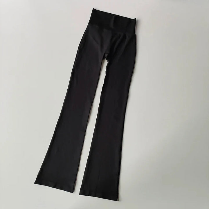 Women's High Waist Compression Seamless Micro Flared Yoga Leggings Black