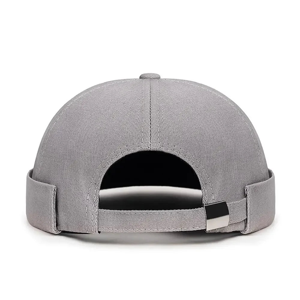 Vintage Washed Cotton Brimless Beanie Hat with Embroidered Coconut Tree – Unisex Adjustable