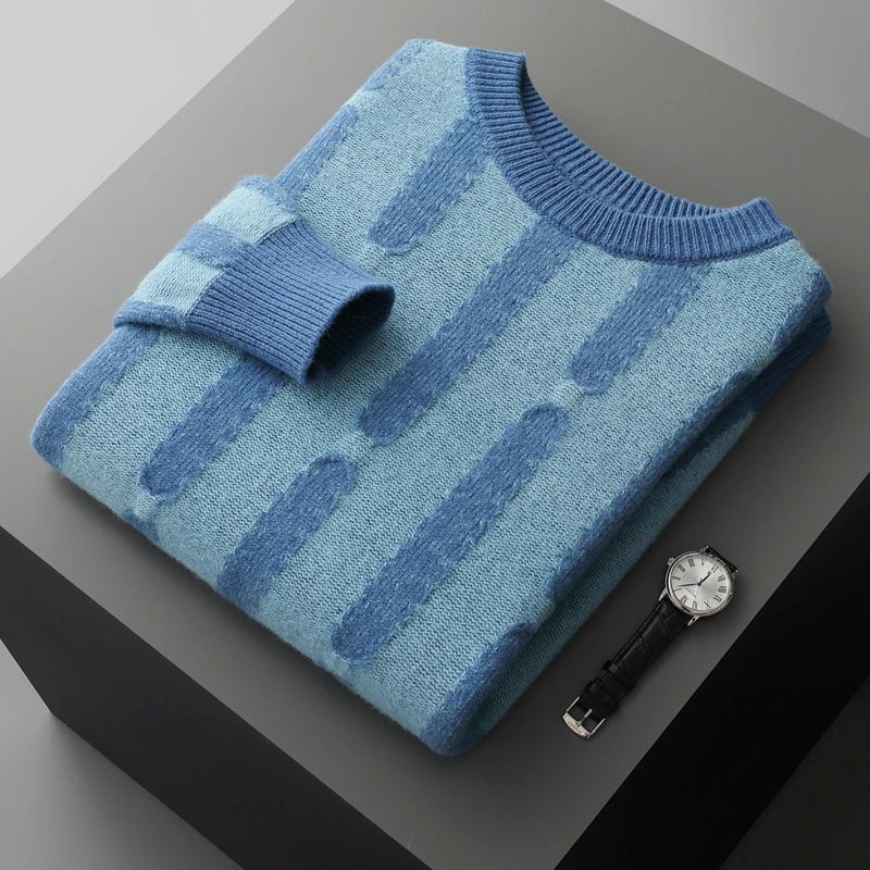 Men's Merino Wool Sweater - Soft and Stylish Knit Blue
