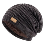 Unisex Striped Slouchy Winter Hat Coffee 56cm-60cm