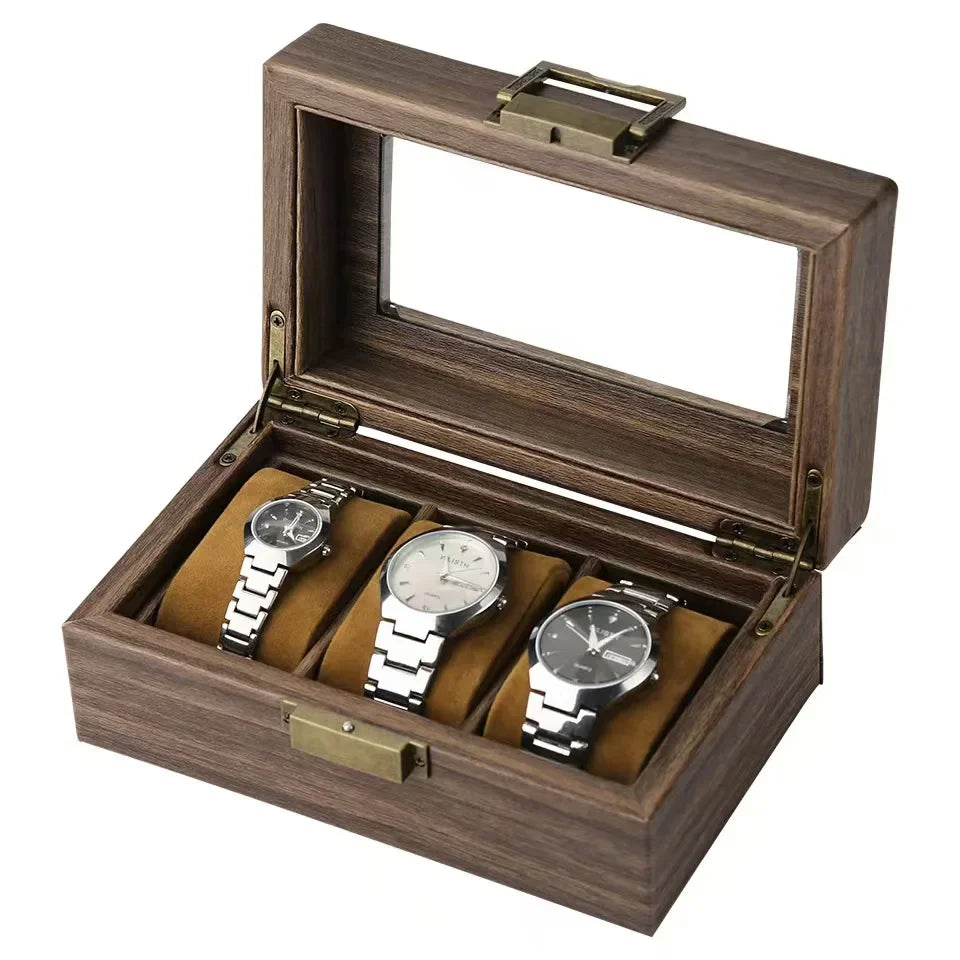 Elegant Wooden Watch Storage Box Carbon Look
