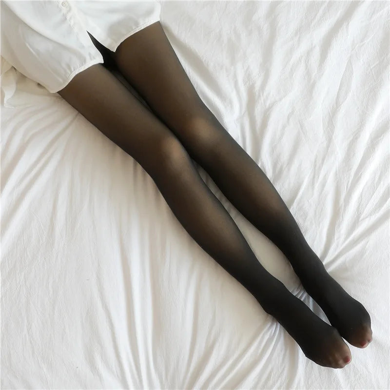 Women's Warm Stretch Thermal Fleece Leggings for Winter Wear Black Pantyhose1