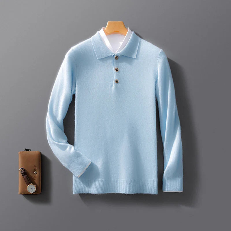 Men's Cashmere Polo Shirt-MODAUTLET
