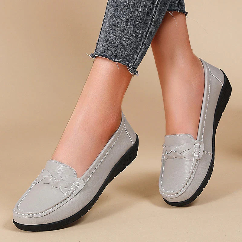 Diana - Genuine Leather Moccasin Grey
