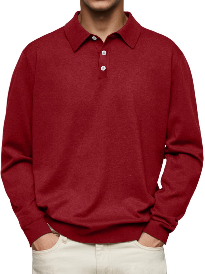Men's Classic Long Sleeve Polo Shirt-MODAUTLET