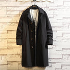 Men's Oversized Monochrome Long Windbreaker Jacket Black
