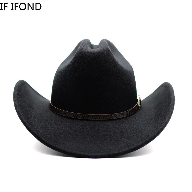 Vintage Western Cowboy Hat – Adjustable Leather Wide Brim-MODAUTLET