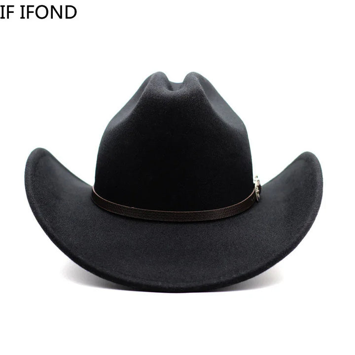 Vintage Western Cowboy Hat – Adjustable Leather Wide Brim-MODAUTLET