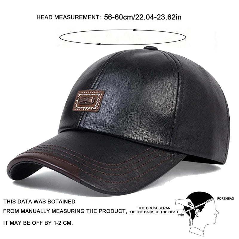 Authentic Cowhide Leather Dad Cap-MODAUTLET